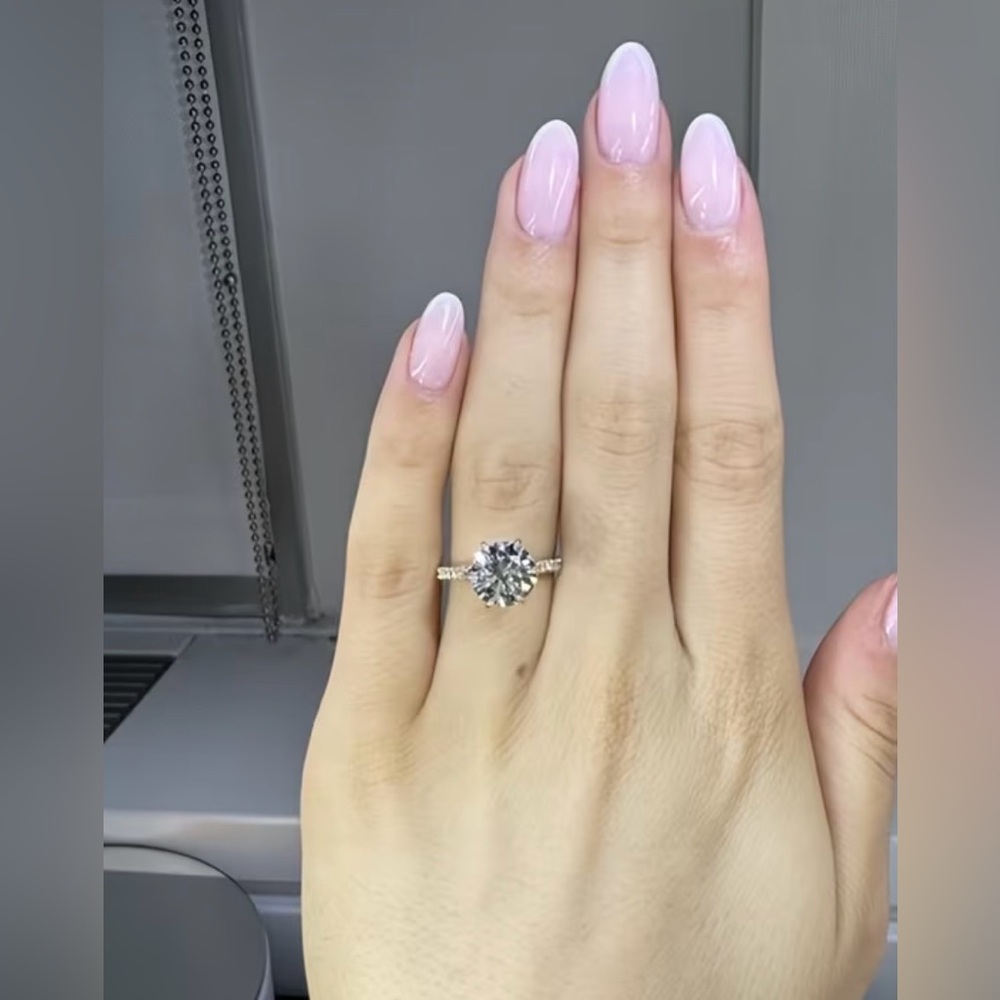 Bowknot Engagement Ring|3ct Round Cut CZ| Pavé Gold Band|Bridal Travel Ring